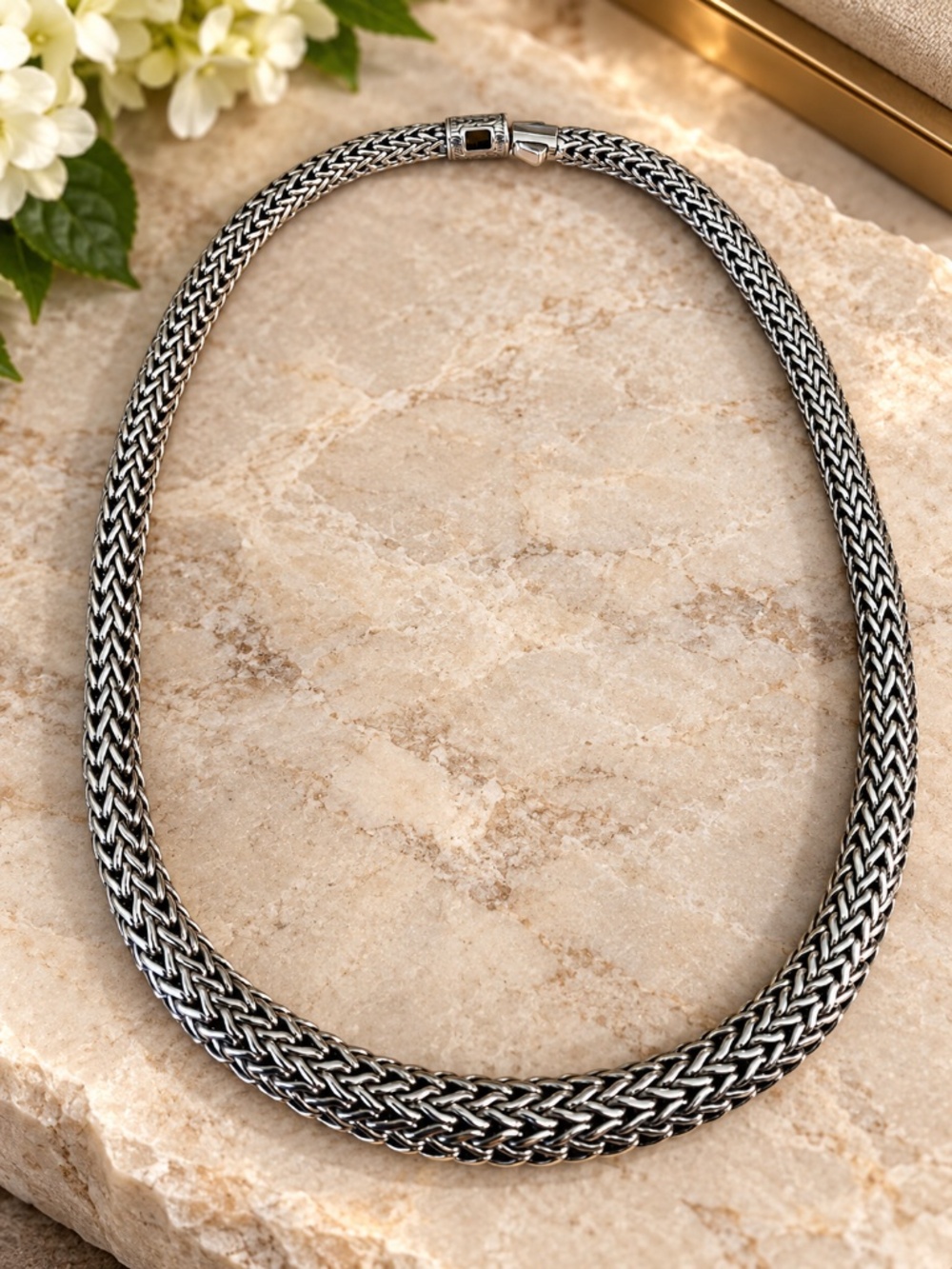 John Hardy Icon 12mm Graduated Wheat Chain Necklace Sterling Silver 16” 88g
